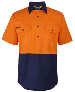 Work Shirts: HI VIS WORK SHIRT - Short Sleeve | Close Front | Cotton