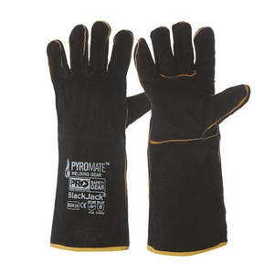 Welding Gear: PYROMATE BLACK JACK WELDING GLOVES, High Quality Cow Split Leather, Comfortable with Forearm Protection