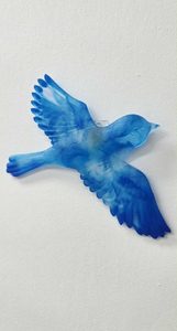 Single Resin Bird - Smoky Dark Blue - Vitality Art Studio