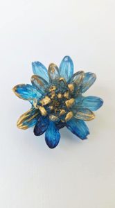 Petite, Resin Floral Brooch - Sapphire Blue - Vitality Art Studio