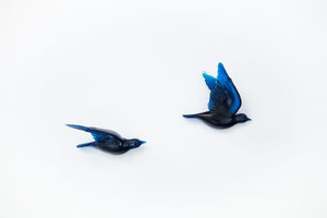 Products: Mother and Child - Deep Blue Resin Bird Pairs - Vitality Art Studio
