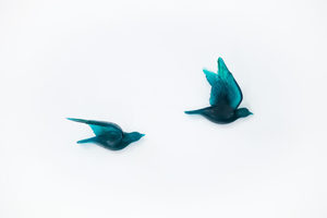 Mother and Child - Teal Resin Bird Pairs - Vitality Art Studio