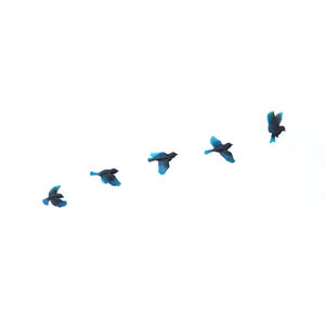 Set of Five Resin Birds - Teal Glass-Effect - Vitality Art Studio