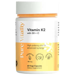 Pure Vitality Vitamin K2+D+C 430mg 60 Caps