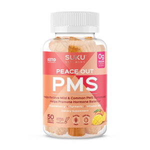Suku Vitamins: SUKU Peace Out PMS Pectin Gummies with Vitex and Turmeric