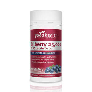 Bilberry: Good Health Bilberry 25,000mg + Lutein 6mg 60 Capsules