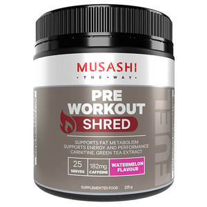 Caffeine: Musashi Pre-Workout Shred 225g