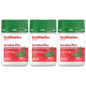 Healtheries Spirulina Plus 100 Tablets x3 (3x Bottles)