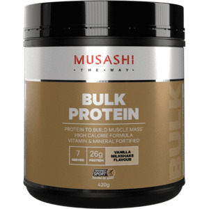 Products: Musashi Bulk Protein 420g CLEARANCE Short Dated end of 01/2026
