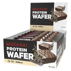 Musashi Protein Wafer Bar Box of 12 CLEARANCE Short Dated end of 05/2026