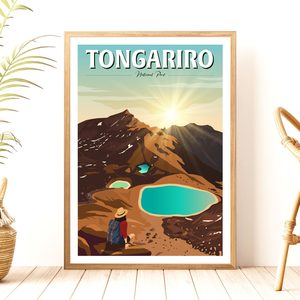 Tongariro National Park - Travel Poster, New Zealand