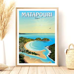 Matapouri Travel Poster, New Zealand