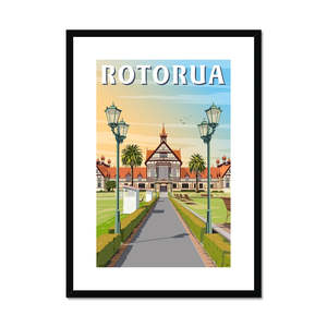 Rotorua Museum: Rotorua Museum and Gardens Framed & Mounted Print