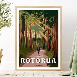 Bay Of Plenty: Rotorua - Redwoods Forest - Travel Poster, New Zealand