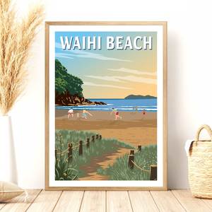 Bay Of Plenty: Waihi Beach Travel Poster, New Zealand