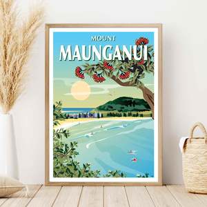 Mount Maunganui Travel Poster, New Zealand