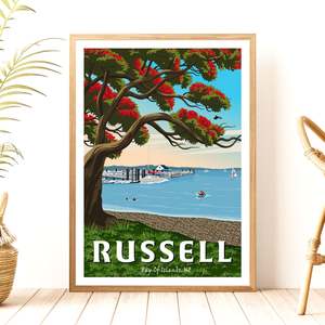 Northland Ntl: Russell Wharf - Bay of Islands - Travel Poster, New Zealand
