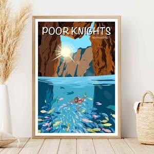 Poor Knights Travel Poster, New Zealand