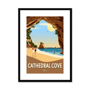 Waikato Wko: Cathedral Cove Framed & Mounted Print