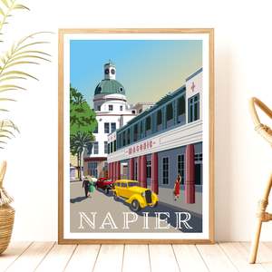 Hawkes Bay Hkb: Napier Travel Poster, New Zealand