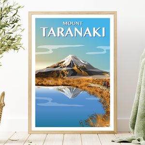 Taranaki Tki: Mount Taranaki, Autumn Travel Poster, New Zealand