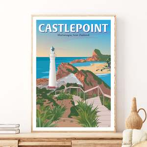 Castlepoint - Wairarapa, New Zealand - Travel Poster