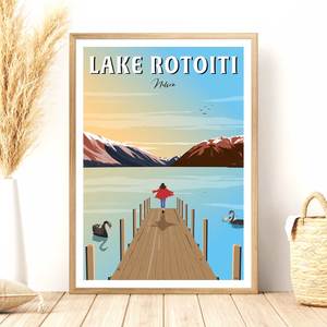 Tasman Tas: Lake Rotoiti - Nelson - Travel Poster, New Zealand
