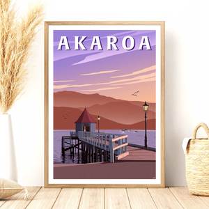 Canterbury Can: Akaroa Travel Poster, New Zealand
