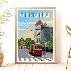 Canterbury Can: Christchurch Travel Poster, New Zealand
