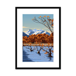 Otago Ota: Glenorchy Willow Trees Framed & Mounted Print