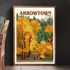 Otago Ota: Arrowtown Travel Poster, New Zealand