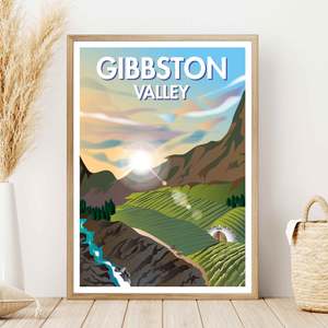 Otago Ota: Gibbston Valley Travel Poster, New Zealand