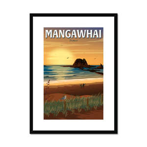 Framed Posters: Mangawhai Sunrise Framed & Mounted Print