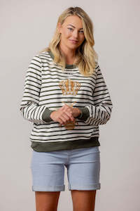 Moss: MOSS QUEEN BEE STRIPE SWEATSHIRT