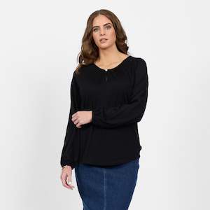 Merino Wool: 4466 Vassalli Merino Round Neck Top -Midnight