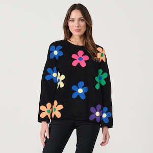 CZ945 Bright Flower Knit -Black