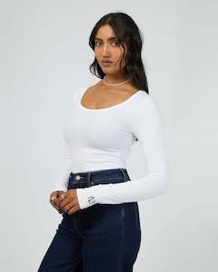 Icon Scoop Neck L/S Top White