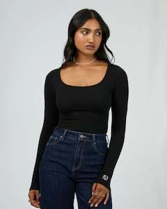 All About Eve: Icon Scoop Neck L/S Top Black