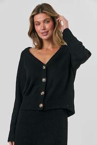 OJW-009 PITCH CARDI -BUTTONS KNITS -Black