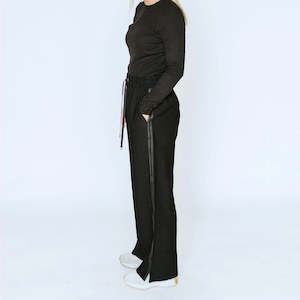 Indiana Women's Wide Leg Pants - Black with Satin