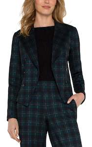 Open Front Blazer - Forest plaid