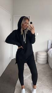 Cozy Up Long Womens Hoodie-Black