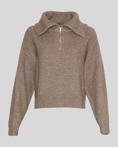 Msch Copenhagen: MSCH Gytta Zip Pullover -Walnut