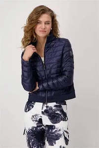 409367 Quilted Stand up collar Jacket-Deep Ocean
