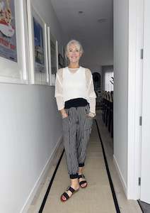 Lemon Tree: Harem Pant Black/white stripe