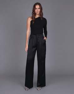 Liquid Satin Wide Leg Pant -Black