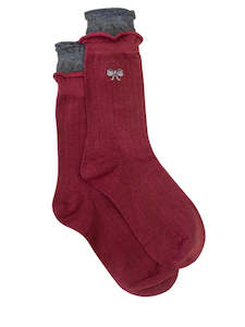 Merlot & Grey Bow Sock