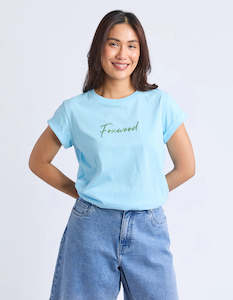 Foxwood: Signature Contrast Tee Light Blue With Lime