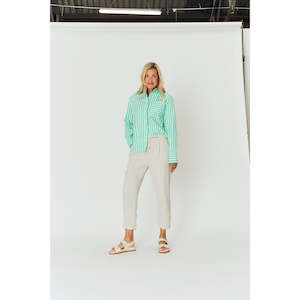 CHLOE SHIRT-GREEN STRIPE