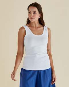 Basics: Emma Scoop Tank-White